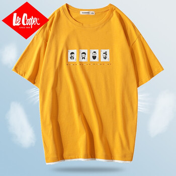 Lee Cooper 五分袖 男士T恤 1906黃色【純棉】 