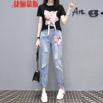 捷儷慕斯 高腰 直筒褲 女 九分褲 牛仔褲