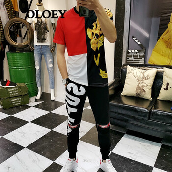 OLOEY 短袖 男士T恤 撞色紅 