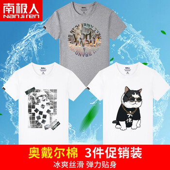 南極人（Nanjiren） 短袖 男士T恤 【奧戴爾棉】灰/時尚紐約-白/雕像-白/佬貓 
