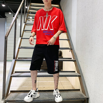 杰遜斯 五分袖 男士T恤 B217-紅色 