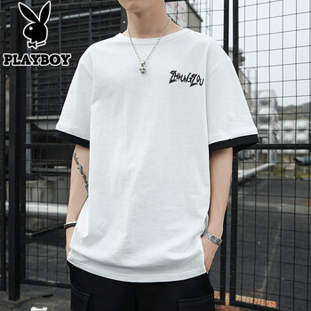 花花公子（PLAYBOY） 短袖 男士T恤 DS389白色 
