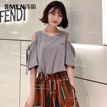 詩(shī)·萌（SMEN） 露肩 短袖 T恤 女 圓領(lǐng)