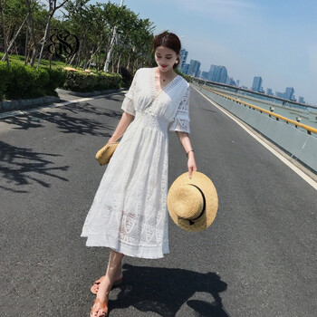 BSO 純色 口袋，流蘇，拉鏈，多口袋，蕾絲 連衣裙