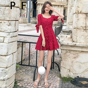 PFY 圓點(diǎn) 口袋 連衣裙