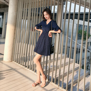 miss nitaly 圓點 拼接，蕾絲 連衣裙