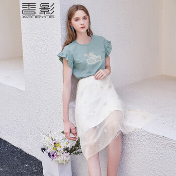 香影（xiangying） 提花 短袖 T恤 女 圓領(lǐng)
