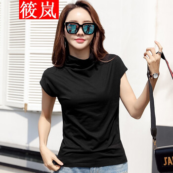 筱嵐（XIAOLAN） 立體裝飾 短袖 T恤 女 半高領(lǐng)