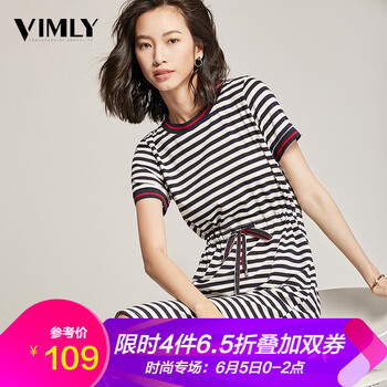 圓領(lǐng)條紋裙，打造夏日清新小仙女