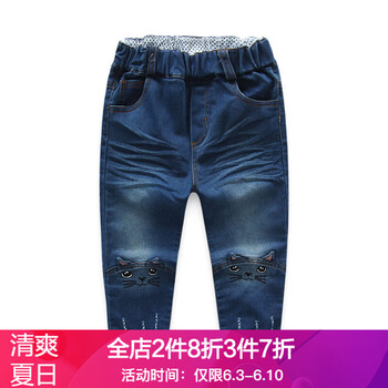 貓牛仔褲女童