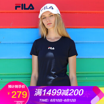 FILA 繡花 短袖 T恤 女 圓領(lǐng)