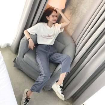 其他品牌 自然腰 闊腿褲 女 九分褲 休閑褲