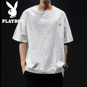 花花公子（PLAYBOY） 短袖 男士T恤 白色T124 