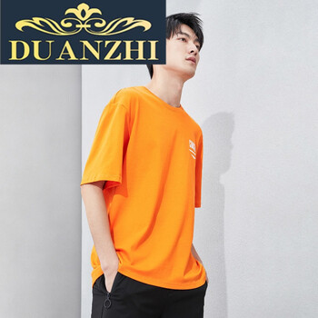 端致（DUANZHI） 長袖 男士T恤 淺橙花紋US 