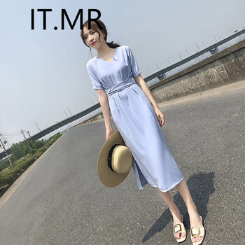 IT.MR 純色 撞色 連衣裙