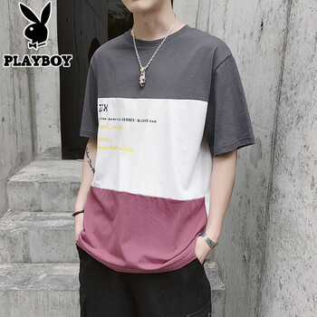 花花公子（PLAYBOY） 短袖 男士T恤 DS388深灰色 