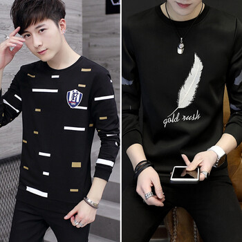 古萊登（GODLIKE） 長袖 男士T恤 1711黑色+羽毛黑色 XL，L，XXL，XXXL，M