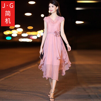 簡(jiǎn)機(jī) 純色 不對(duì)稱，不規(guī)則，前短后長(zhǎng) 連衣裙