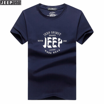 吉普（JEEP） 短袖 男士T恤 818-3藍(lán)色 