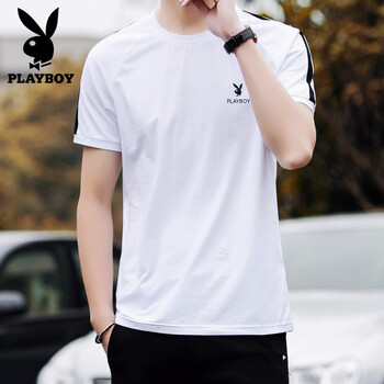 花花公子（PLAYBOY） 短袖 男士T恤 白色1225 