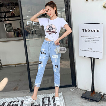 淑約（SHUYUE） 高腰 直筒褲 女 九分褲 牛仔褲