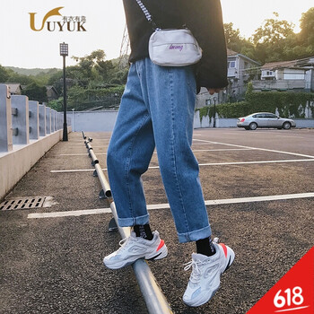 UYUK 直筒褲  男士牛仔褲