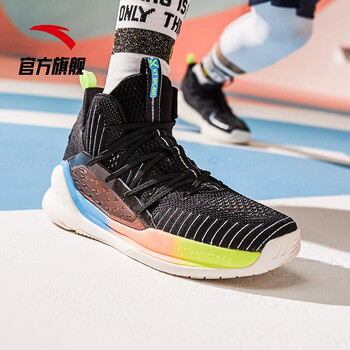 安踏（ANTA）籃球鞋黑/熒光日落橙/熒光亮綠/氯藍(lán)-4 