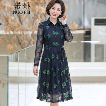 諾婔（NUOFEI） 純色 3D，綁帶，蕾絲 連衣裙