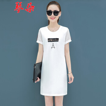 琴朵（QINDUO） 刺繡，紗網(wǎng) 短袖 T恤 女 圓領(lǐng)