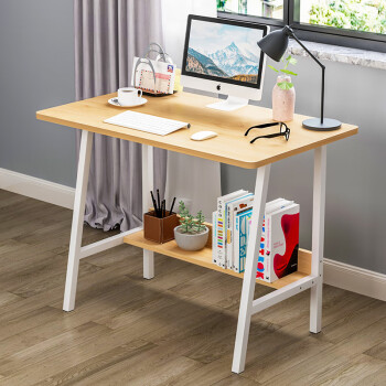 普拉塔（PULATA）电脑桌 台式家用钢木办公书桌现代简约笔记本电脑桌子仿实木色 100*50*75cm PLT1078105