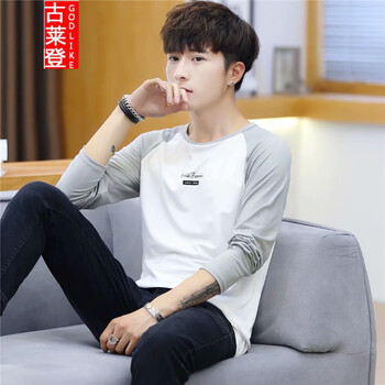 古萊登（GODLIKE） 長袖 男士T恤 插肩灰 XL，L，XXXL，M，XXL
