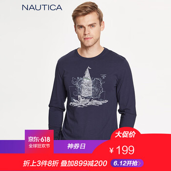 諾帝卡（NAUTICA） 長袖 男士T恤 深藍色 4NV 