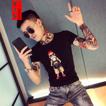 古萊登（GODLIKE） 短袖 男士T恤 黑色A208-T01 