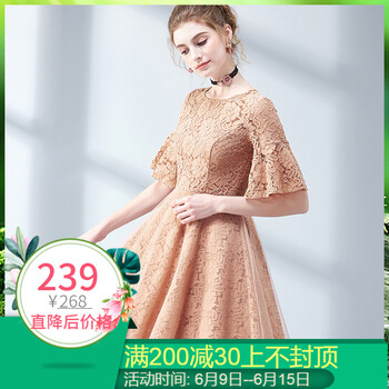 艾麗絲童話 純色 褶皺，鏤空，紗網(wǎng) 連衣裙