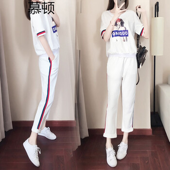 慕頓 鉚釘，繡花，口袋，條紋，拉鏈，拼色，印花，提花 短袖 T恤 女 圓領(lǐng)