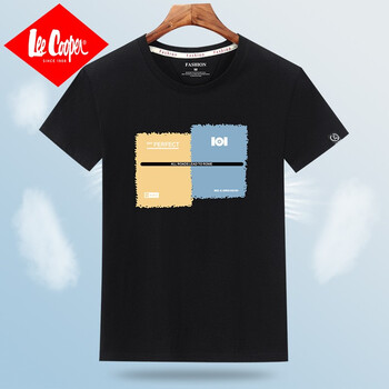 Lee Cooper 五分袖 男士T恤 T04黑色【純棉】 
