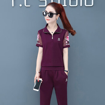 微微一笑 刺繡 短袖 T恤 女 POLO領(lǐng)