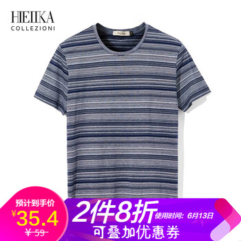 海一家（Hieiika） 短袖 男士T恤 藏青條紋16 