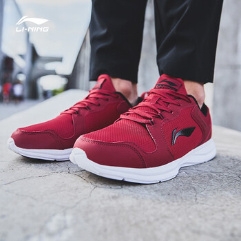 李寧（LI-NING）跑步鞋深漿紅/標(biāo)準(zhǔn)白 