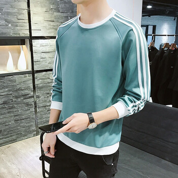 奔英酷 長(zhǎng)袖 男士T恤 湖藍(lán)色 