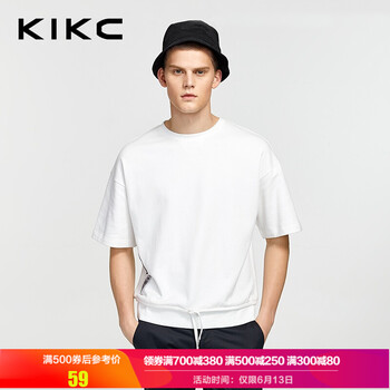 KIKC 五分袖 男士T恤 漂白 