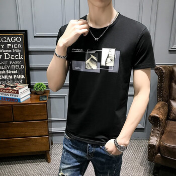 艾瓦櫟 短袖 男士T恤 T01黑色 