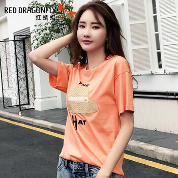 紅蜻蜓（RED DRAGONFLY） 3D，印花 短袖 T恤 女 圓領
