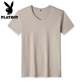 花花公子（PLAYBOY） 短袖 男士T恤 卡其1127 