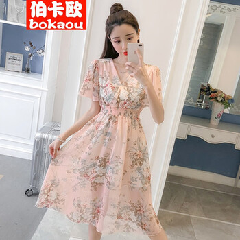 伯卡歐（BOKAOU） 碎花 花邊 連衣裙