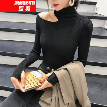 短款露肩毛衣，微胖妹子的好幫手