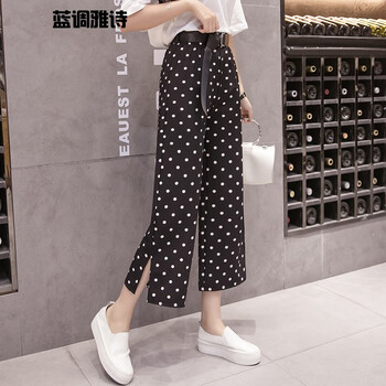 藍調雅詩 高腰 闊腿褲 女 九分褲 休閑褲