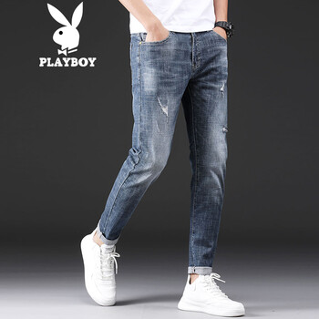 花花公子（PLAYBOY） 直筒褲 港風(fēng)，街頭 男士牛仔褲