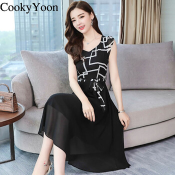 CookyYoon 碎花 拼接，綁帶，拼色 連衣裙