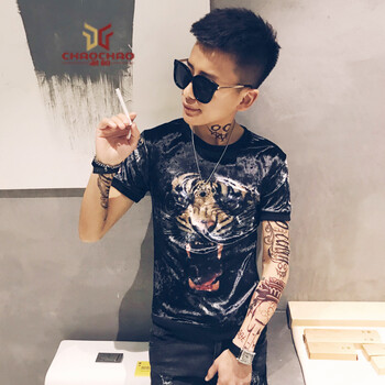C2潮朝（C2 CHAO CHAO） 短袖 男士T恤 A011 T600虎頭 
